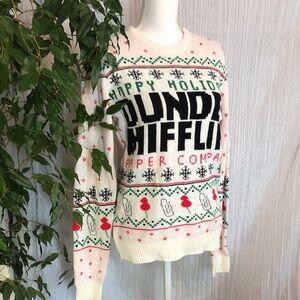 THE OFFICE Dunder Mifflin Paper Co Ugly Christmas Sweater size S oversized